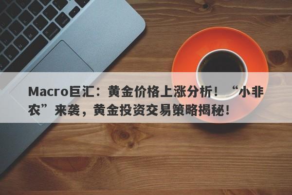 Macro巨汇：黄金价格上涨分析！“小非农”来袭，黄金投资交易策略揭秘！