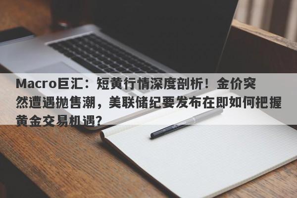 Macro巨汇：短黄行情深度剖析！金价突然遭遇抛售潮，美联储纪要发布在即如何把握黄金交易机遇？