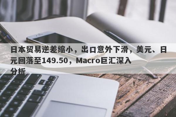 日本贸易逆差缩小,出口意外下滑,美元、日元回落至149.50,Macro巨汇深入分析